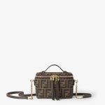 FENDI Fendi Vanity Tobacco brown FF jacquard fabric mini-bag